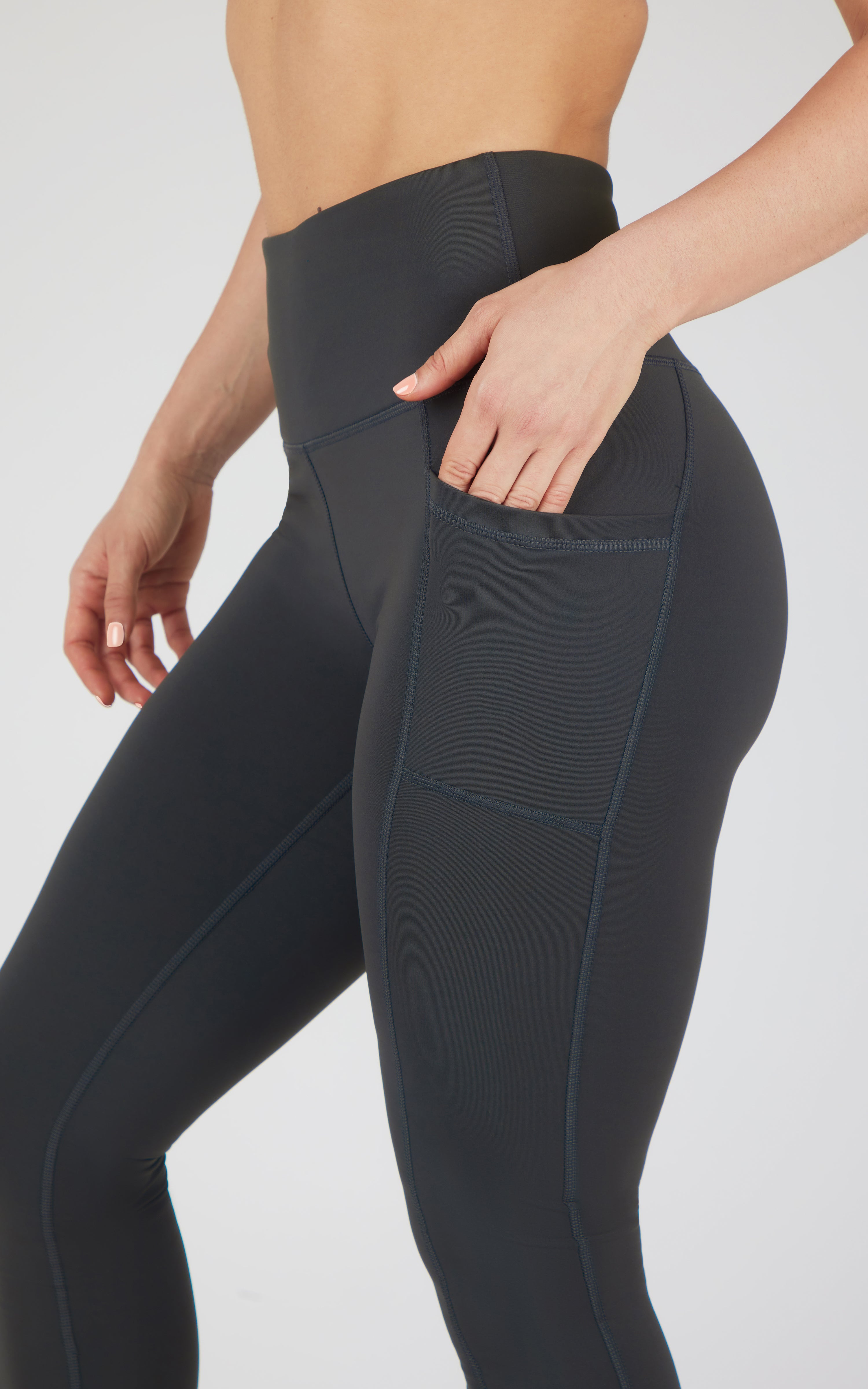 Cold Gear High Waist Fleece Lined Legging with Side Pockets - 90 Degree by Reflex