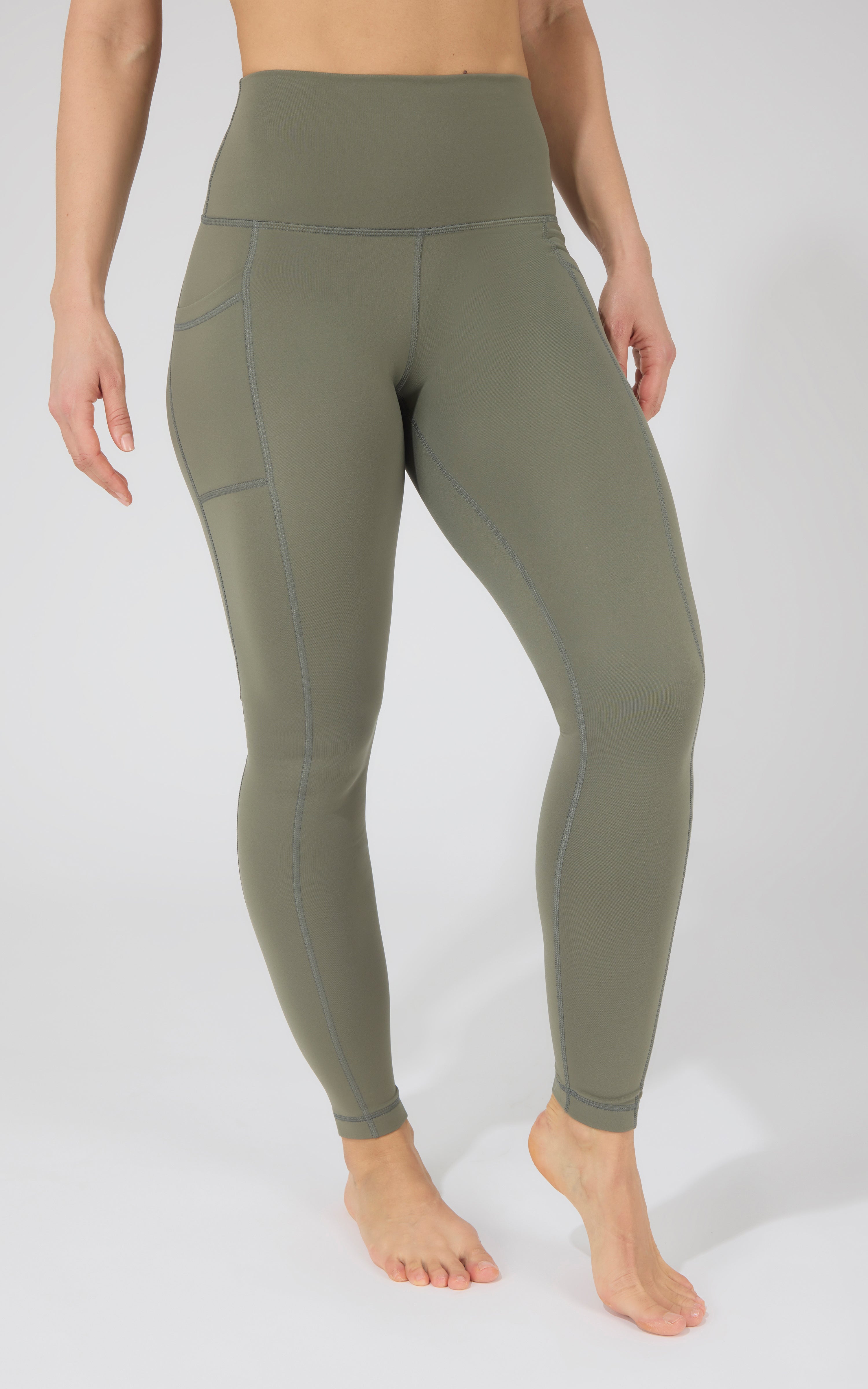 Cold Gear High Waist Fleece Lined Legging with Side Pockets - 90 Degree by Reflex