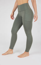 Cold Gear High Waist Fleece Lined Legging with Side Pockets - 90 Degree by Reflex