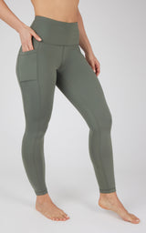 Cold Gear High Waist Fleece Lined Legging with Side Pockets - 90 Degree by Reflex
