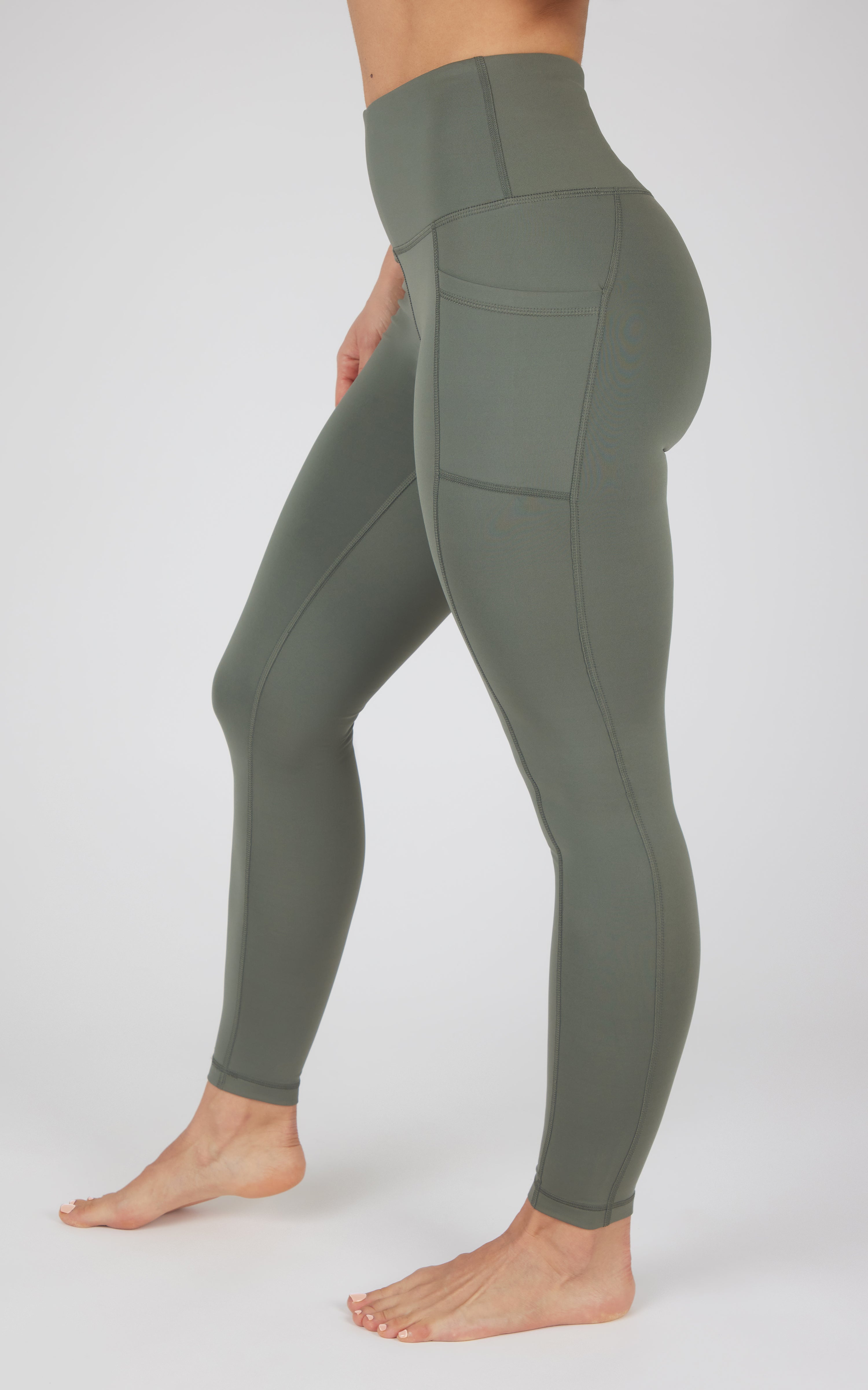 Cold Gear High Waist Fleece Lined Legging with Side Pockets - 90 Degree by Reflex