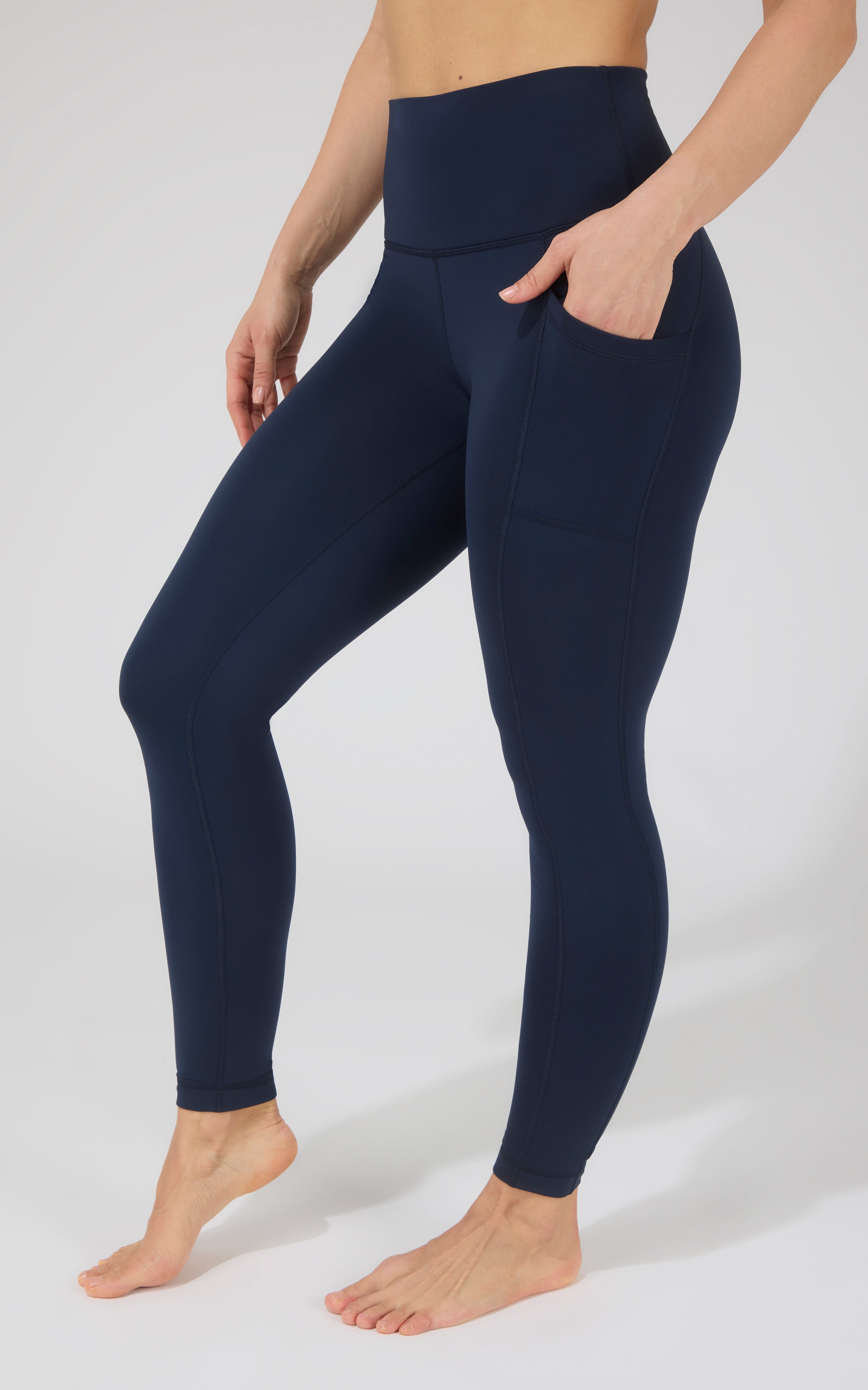 Cold Gear High Waist Fleece Lined Legging with Side Pockets - 90 Degree by Reflex