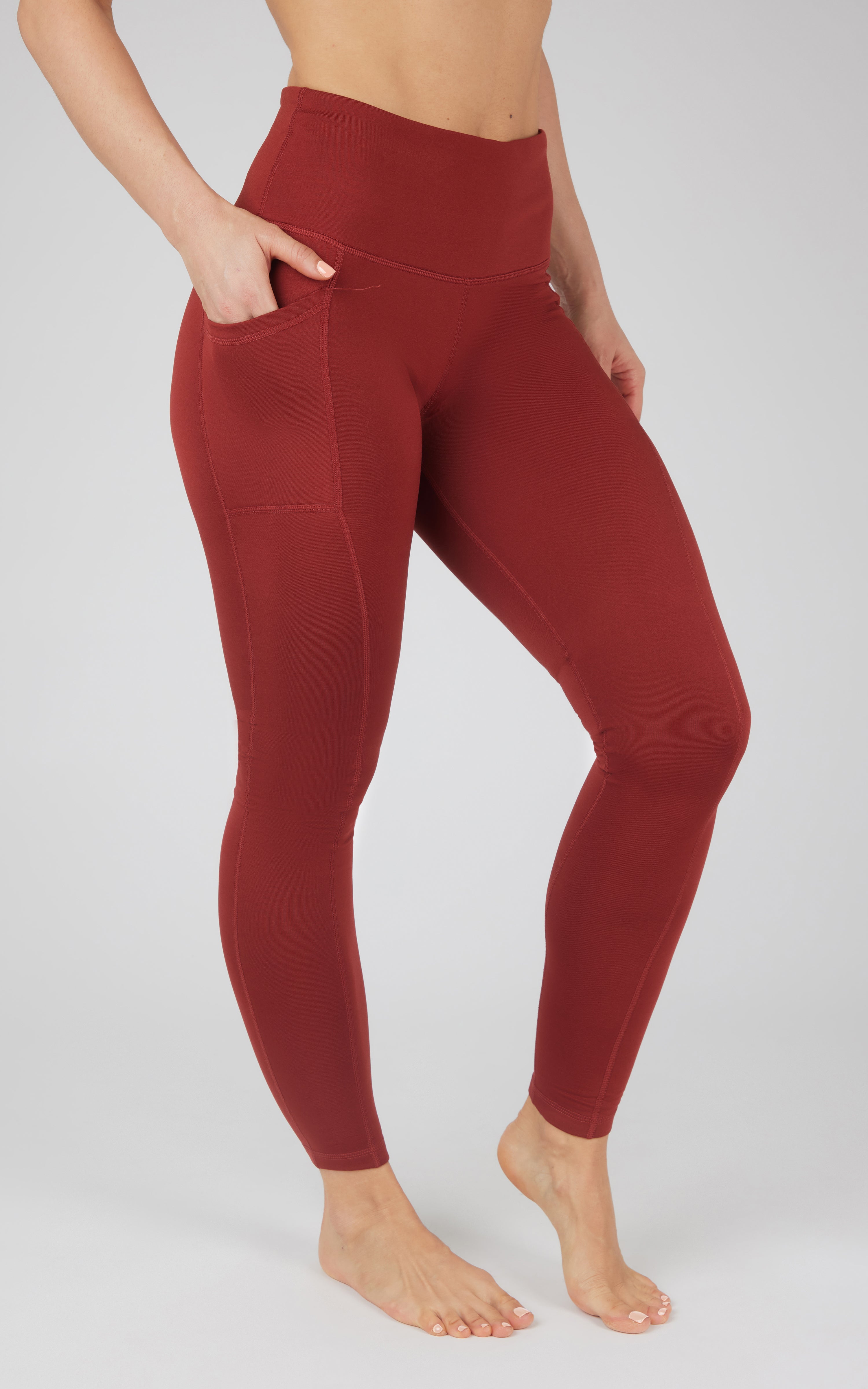 Cold Gear High Waist Fleece Lined Legging with Side Pockets - 90 Degree by Reflex