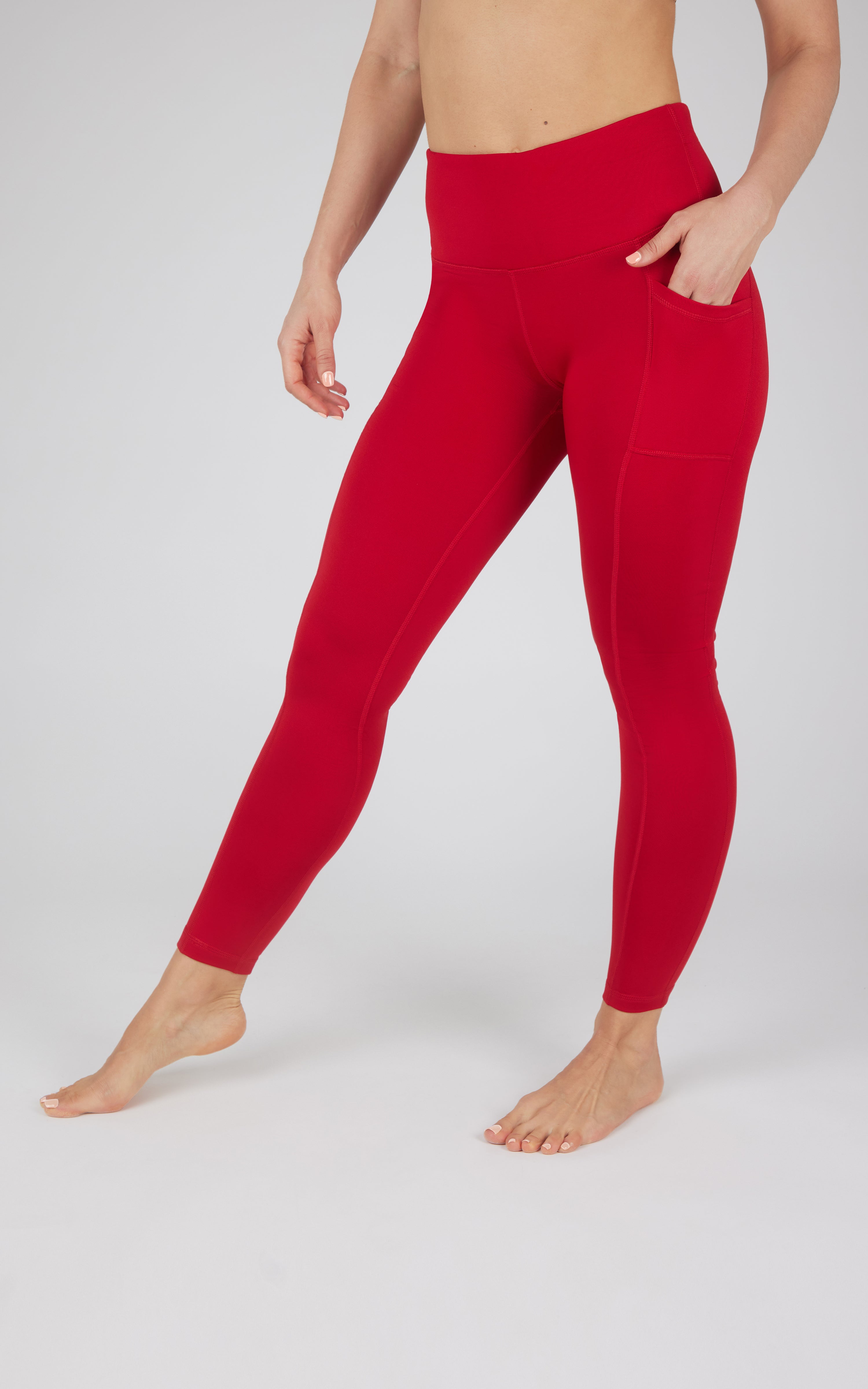 Cold Gear High Waist Fleece Lined Legging with Side Pockets - 90 Degree by Reflex