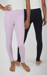 Girls 2 Pack  Polarlux Madison Basic Crossover Waist Legging and Polarlux Everday Ankle Legging - 90 Degree by Reflex