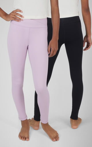 Girls 2 Pack  Polarlux Madison Basic Crossover Waist Legging and Polarlux Everday Ankle Legging - 90 Degree by Reflex