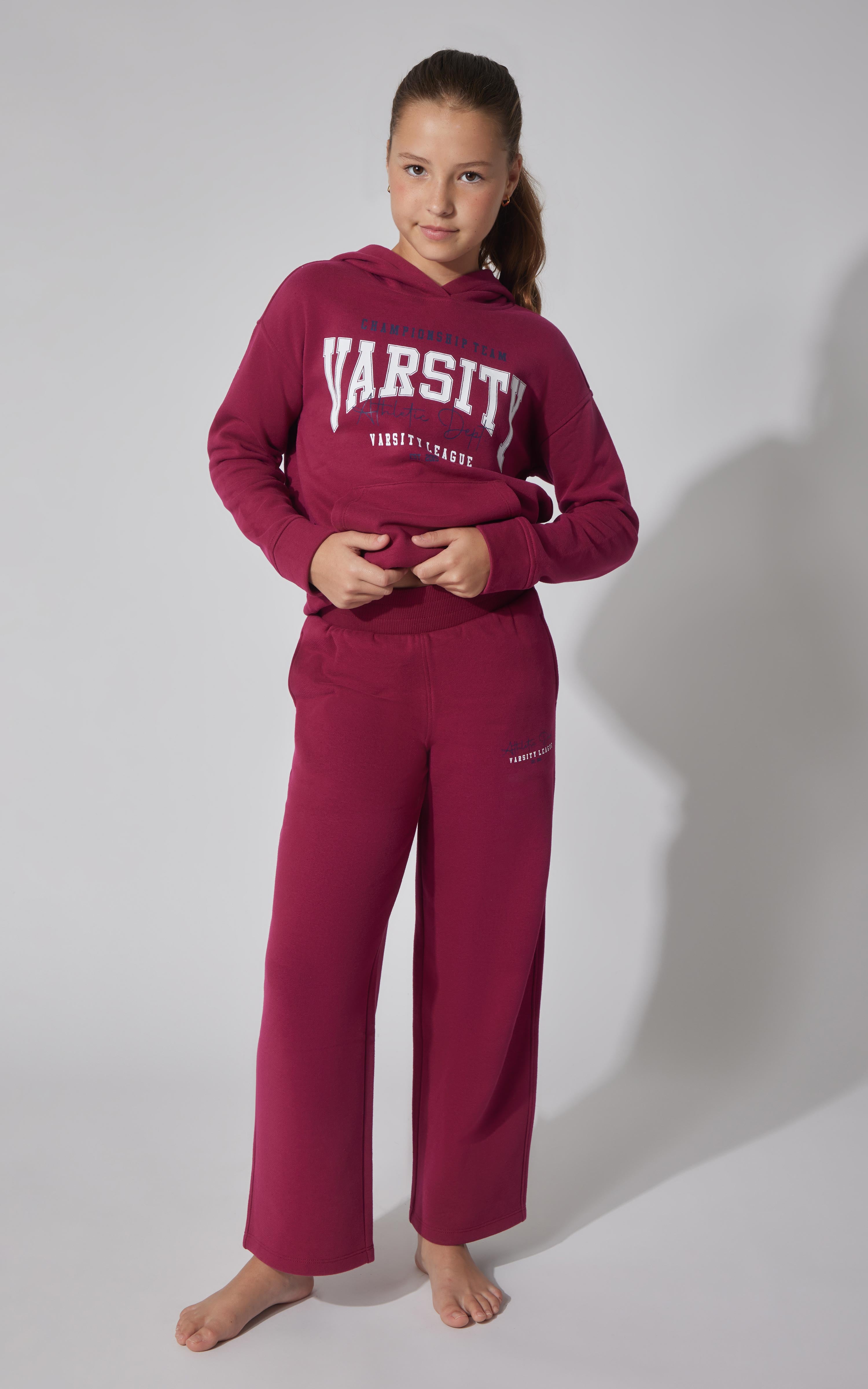 Girls Fleece Campus Wide Leg Pant
