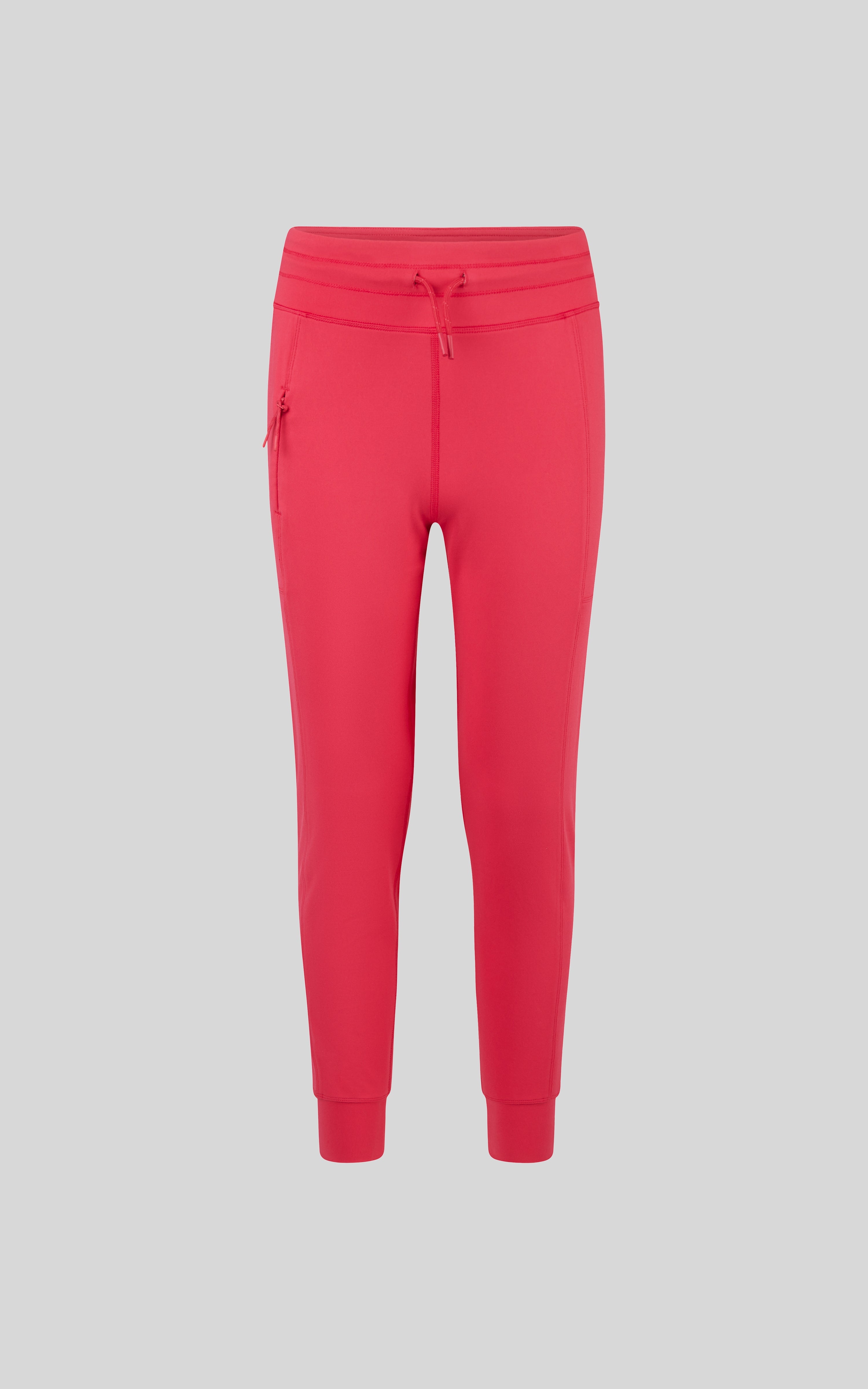 Bright rose cargo joggers for girls with elastic waistband and cuffed ankles.
