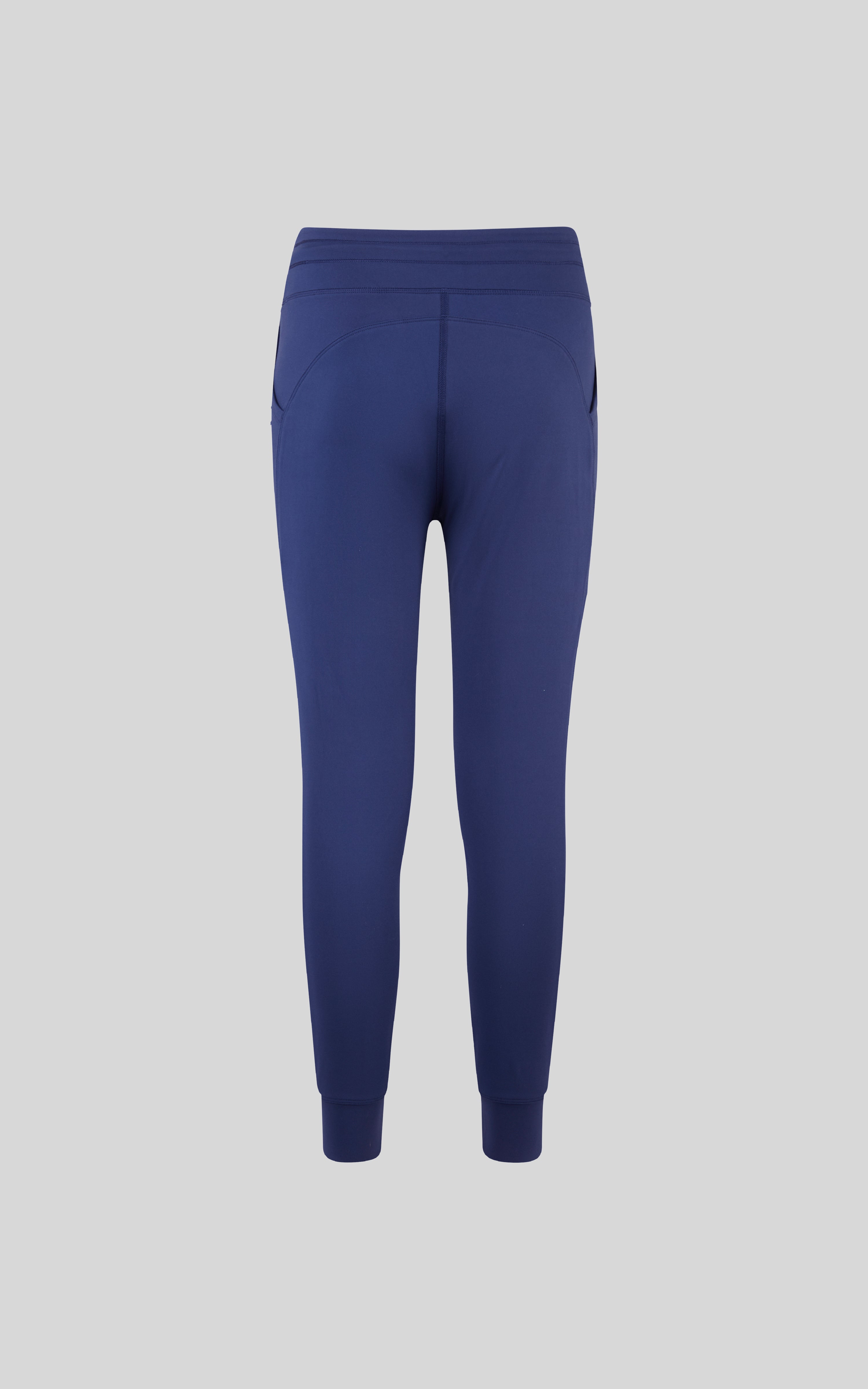 Twilight blue girls cargo jogger with elastic waistband and ankle cuffs.