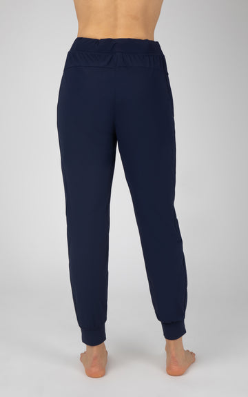 90 Degree By Reflex - Women's Rib Contrast High Waist Side Pocket Ankle  Jogger - Heather Navy - X Small : Target