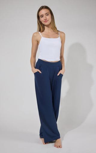 Lux Park Ave Wide Leg Pleated Pant W/ Side Pockets - 90 Degree by Reflex