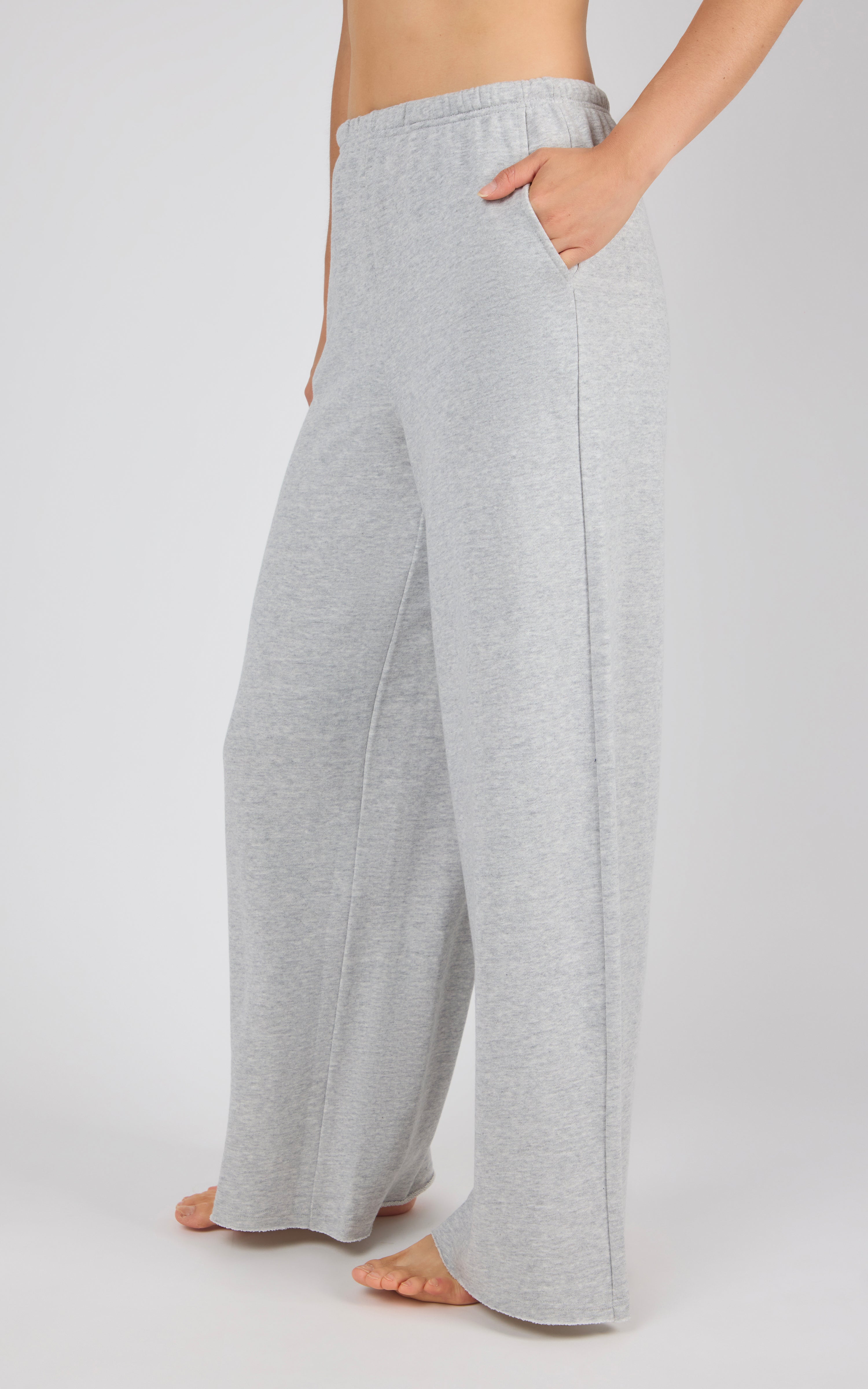 Washed Loop Terry Englewood Relaxed Wide Pant with Inner Drawcord & Pocket - 90 Degree by Reflex