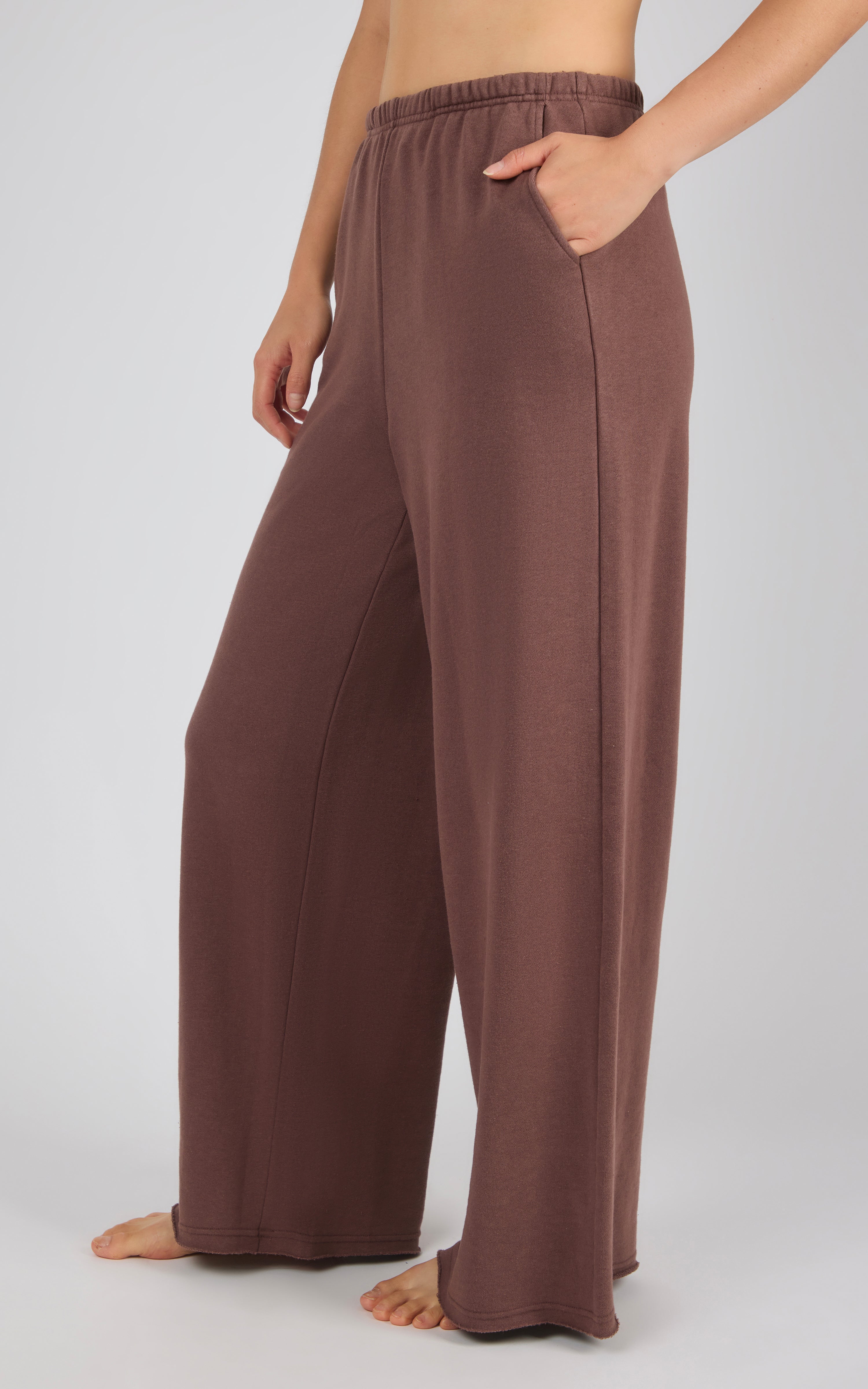 Washed Loop Terry Englewood Relaxed Wide Pant with Inner Drawcord & Pocket - 90 Degree by Reflex