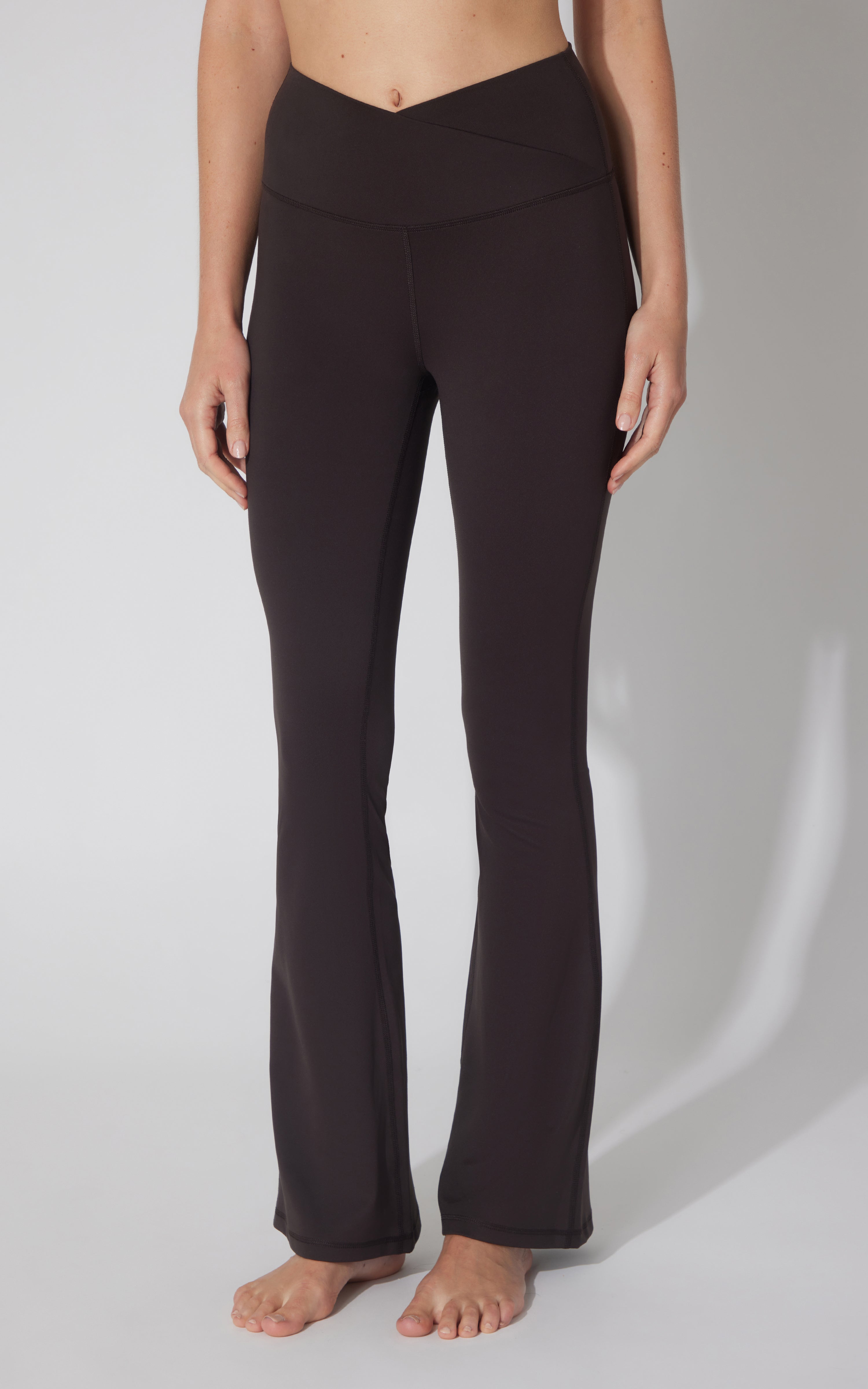 Lux Madison Crossover Elastic Free Waist Flare Leg Pant - Our Cafe Story