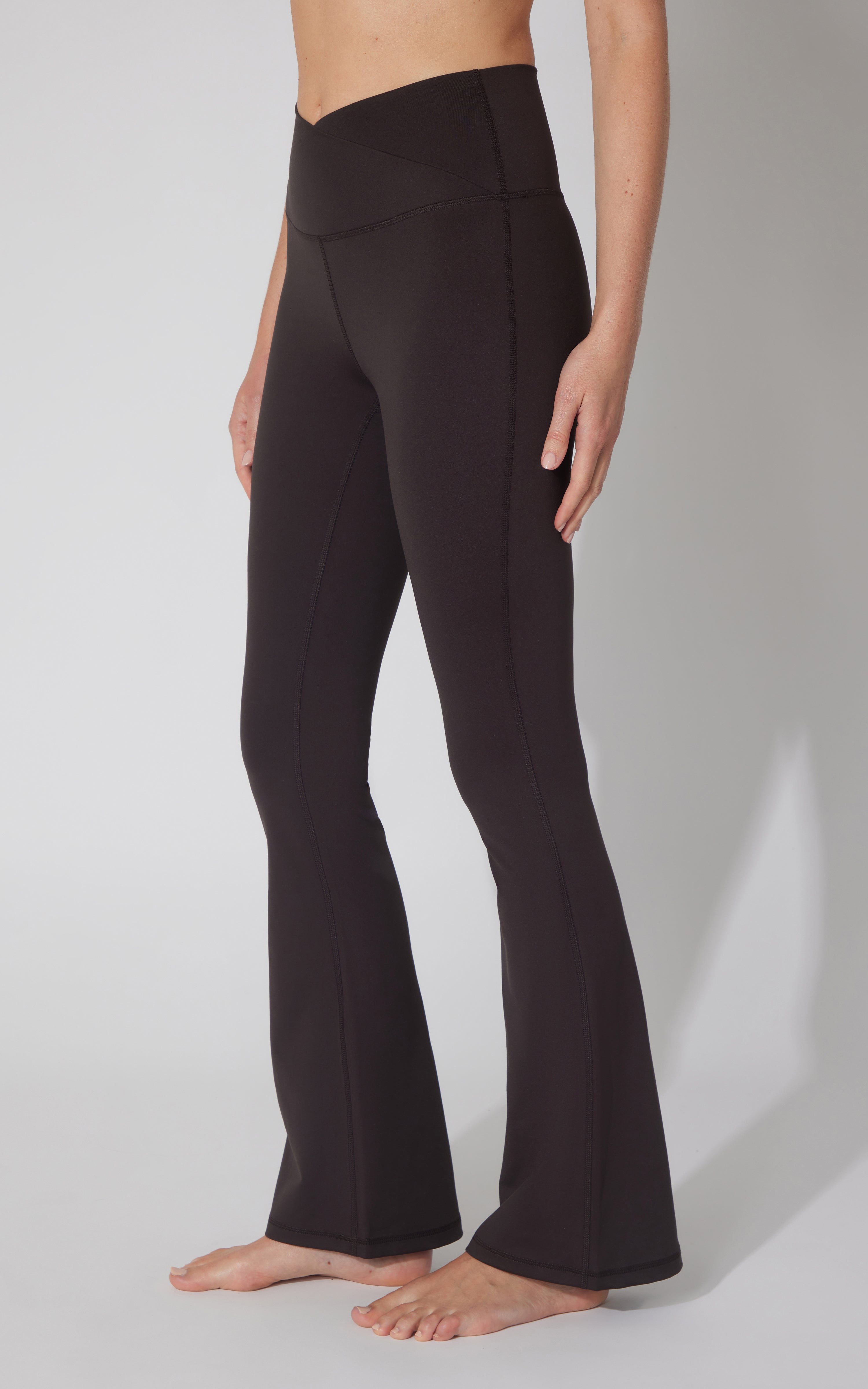 Lux Madison Crossover Elastic Free Waist Flare Leg Pant - Our Cafe Story