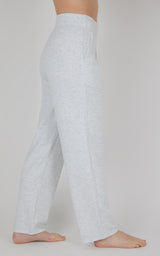 Light gray straight-leg lounge pants with a soft, smooth fabric and a relaxed fit.