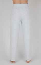 Heather grey Softlite straight leg lounge pants with elastic waistband and subtle pintuck detailing.