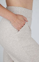 Heather light grey Softlite straight leg pant with elastic waistband and side pocket detail.