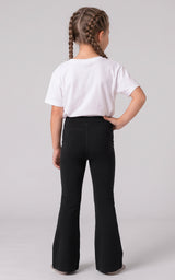 Girls 2 PK Jerseytek Azurae Ruched Waist Flare Pants - Shopping Bag/Black - 5