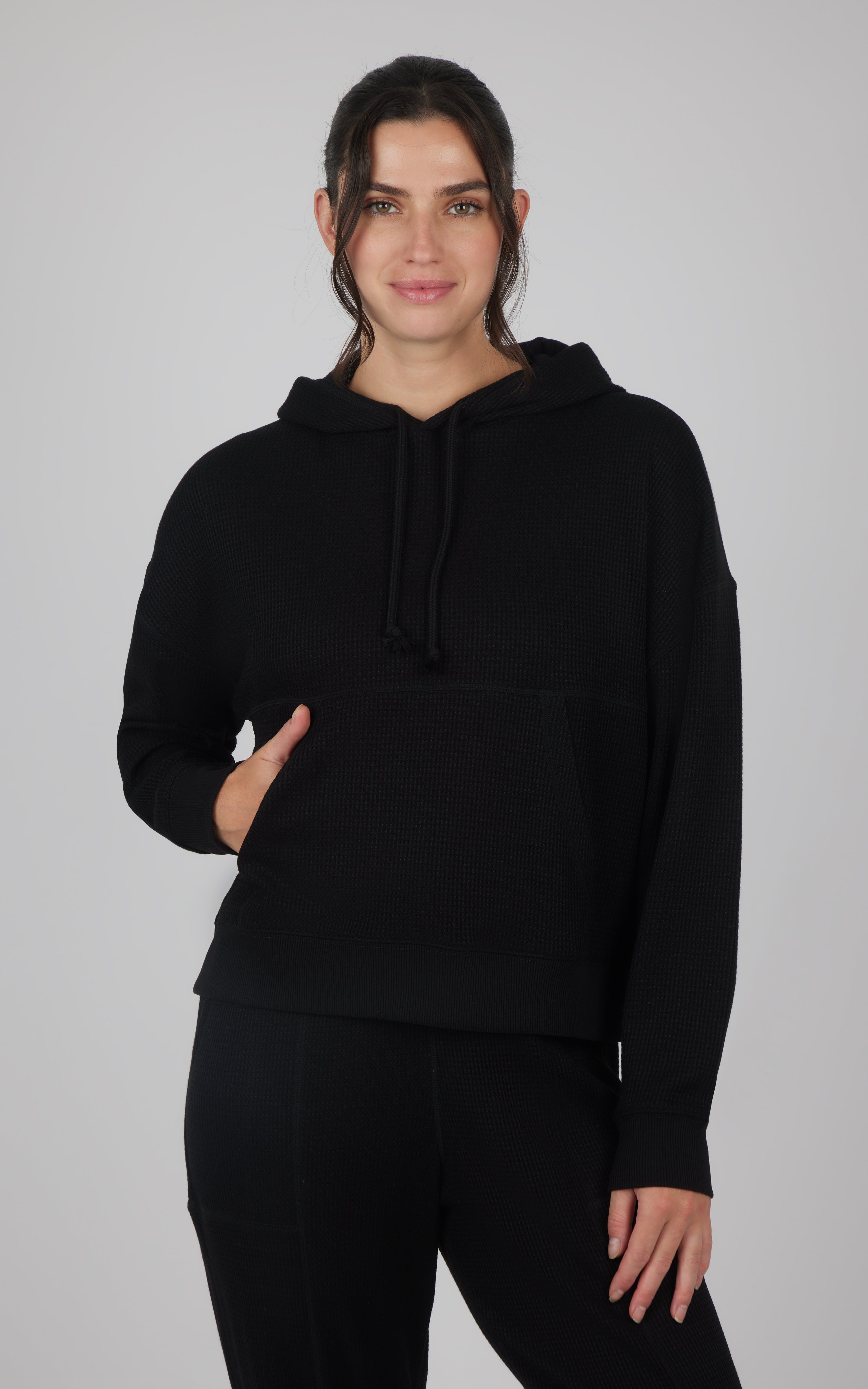 Brushed Inside Waffle Offline Pullover Hoodie - 90 Degree by Reflex