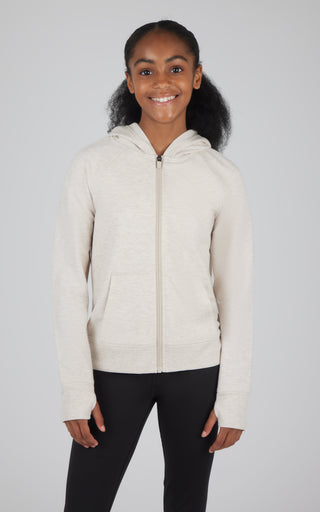 Girls Brushed Full Zip Hooded Jacket - 90 Degree by Reflex