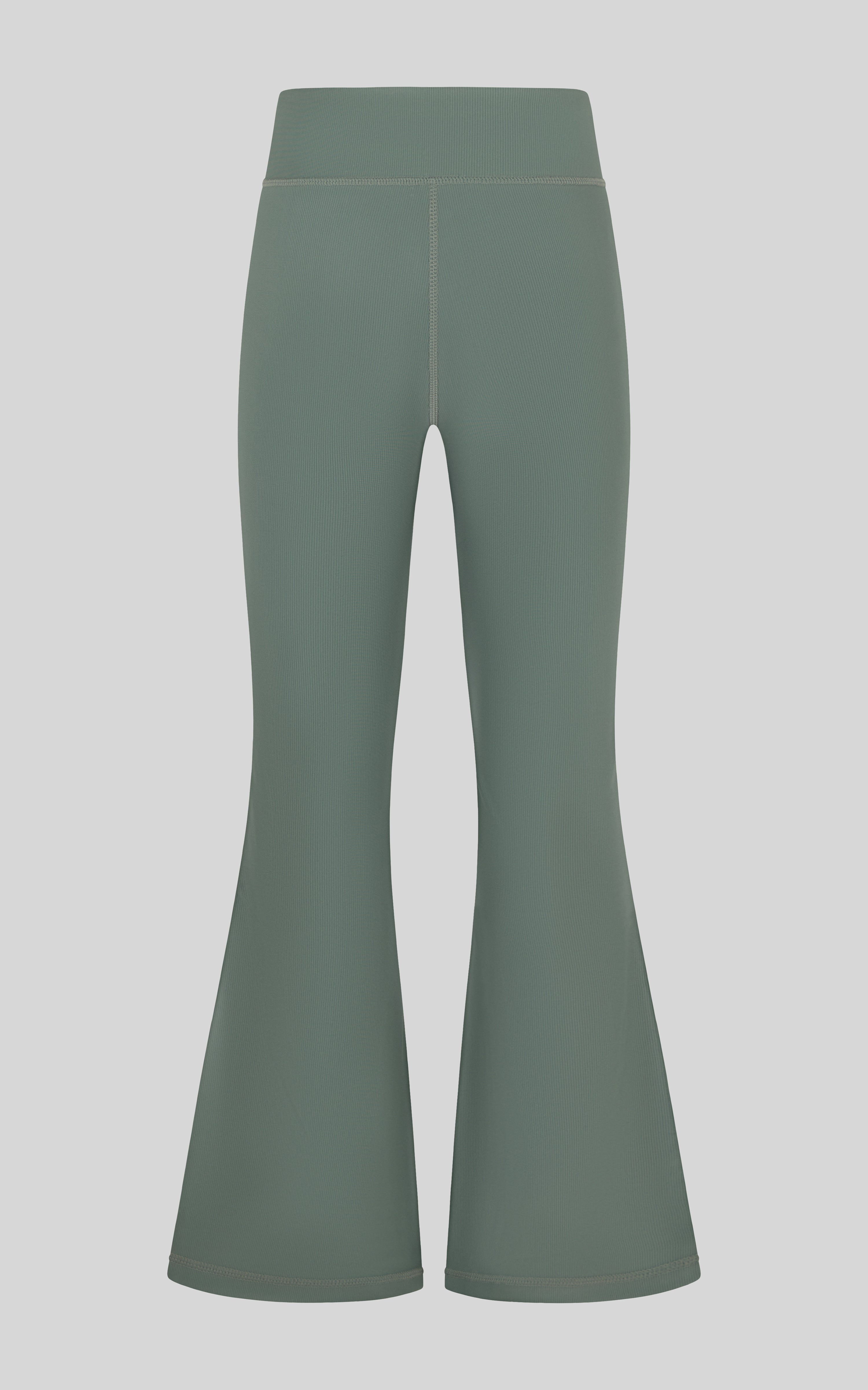 2 PK Girls Ribbed Flare - Agave Green/Black - 2