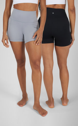 2 Pack Wonderlink Elastic Free Waist 5" Side Pocket Short and  Basic Short