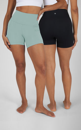 2 Pack Wonderlink Elastic Free Waist 5" Side Pocket Short and  Basic Short
