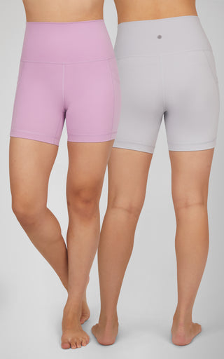 2 Pack Lux Tribeca Elastic Free High Waist 5" Short and Lux Everyday Elastic Free High Waist 5" Short