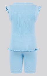 4-6X 3PC Ruffle Tank + Biker Short + Scrunchie Set