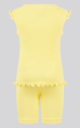4-6X 3PC Ruffle Tank + Biker Short + Scrunchie Set