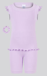 4-6X 3PC Ruffle Tank + Biker Short + Scrunchie Set - 90 Degree by Reflex
