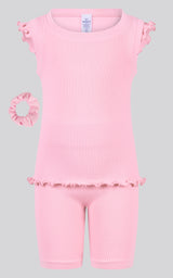 4-6X 3PC Ruffle Tank + Biker Short + Scrunchie Set - 90 Degree by Reflex