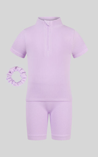 LITTLE GIRLS RIB SEAMLESS NOVA HALF ZIP SHORT SLEEVE + RIB SEAMLES - 90 Degree by Reflex