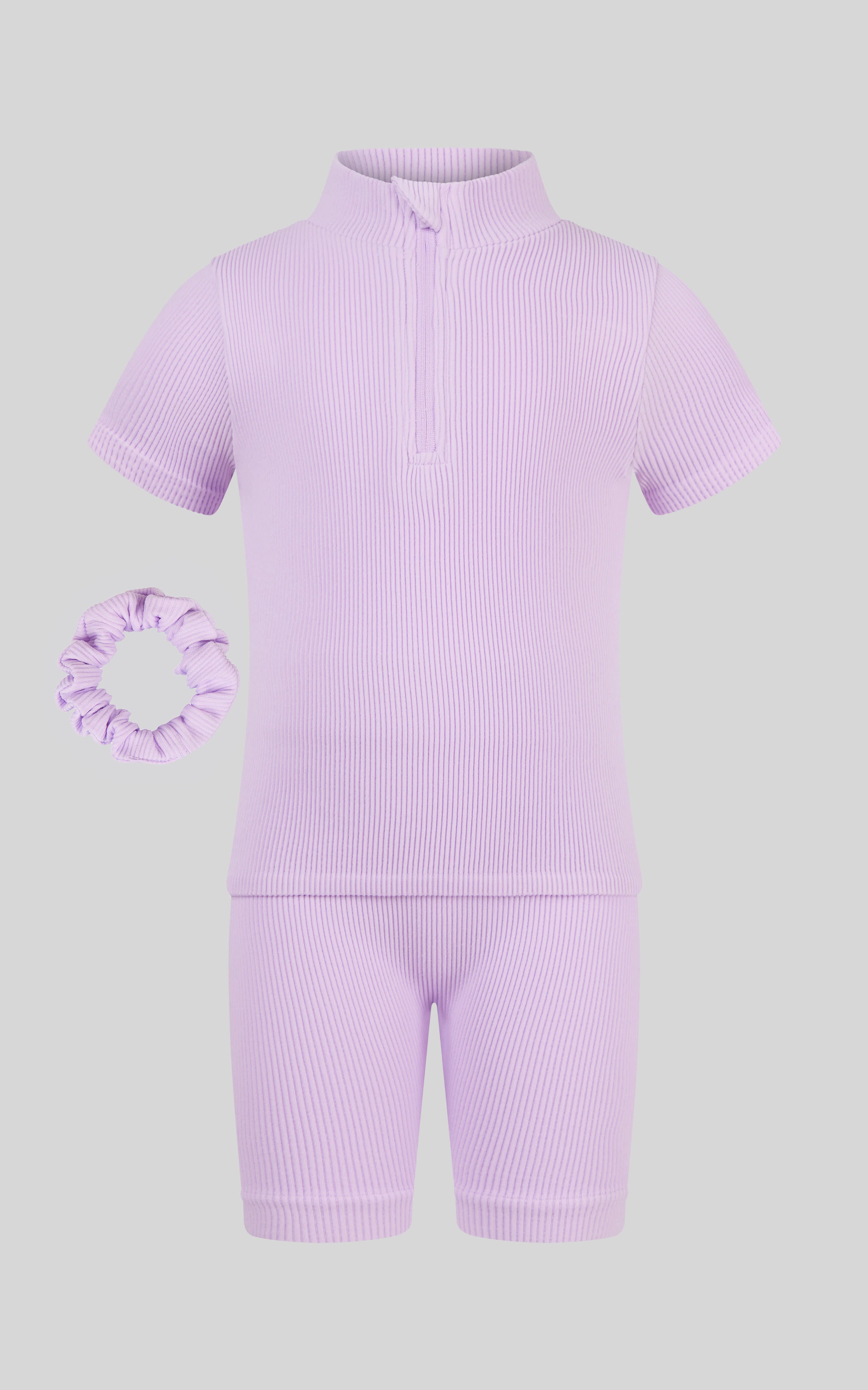 4-6X Rib Seamless Top & Short & Scrunchie Set