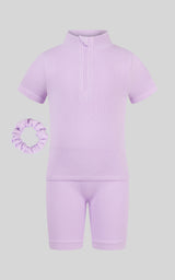 4-6X Rib Seamless Top & Short & Scrunchie Set