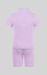 LITTLE GIRLS RIB SEAMLESS NOVA HALF ZIP SHORT SLEEVE + RIB SEAMLES - 90 Degree by Reflex
