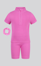 4-6X Rib Seamless Top & Short & Scrunchie Set