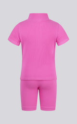 LITTLE GIRLS RIB SEAMLESS NOVA HALF ZIP SHORT SLEEVE + RIB SEAMLES - 90 Degree by Reflex