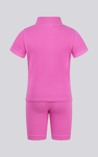 LITTLE GIRLS RIB SEAMLESS NOVA HALF ZIP SHORT SLEEVE + RIB SEAMLES - 90 Degree by Reflex