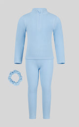 4-6x Girls 3 PC Half Zip Long Sleeve + Legging + Scrunchie Set - 90 Degree by Reflex