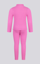 4-6x Girls 3 PC Half Zip Long Sleeve + Legging + Scrunchie Set - 90 Degree by Reflex