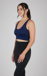 Seamless V-Neck Crop Ribbed Tank Top - 90 Degree by Reflex