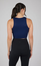 Seamless V-Neck Crop Ribbed Tank Top - 90 Degree by Reflex