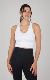 Seamless V-Neck Crop Ribbed Tank Top - 90 Degree by Reflex