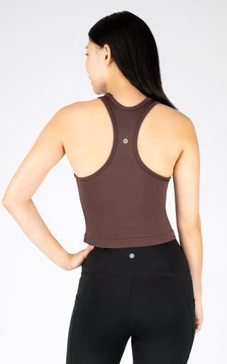 Ribbed Cropped Tank Top with Padded Inside Bra