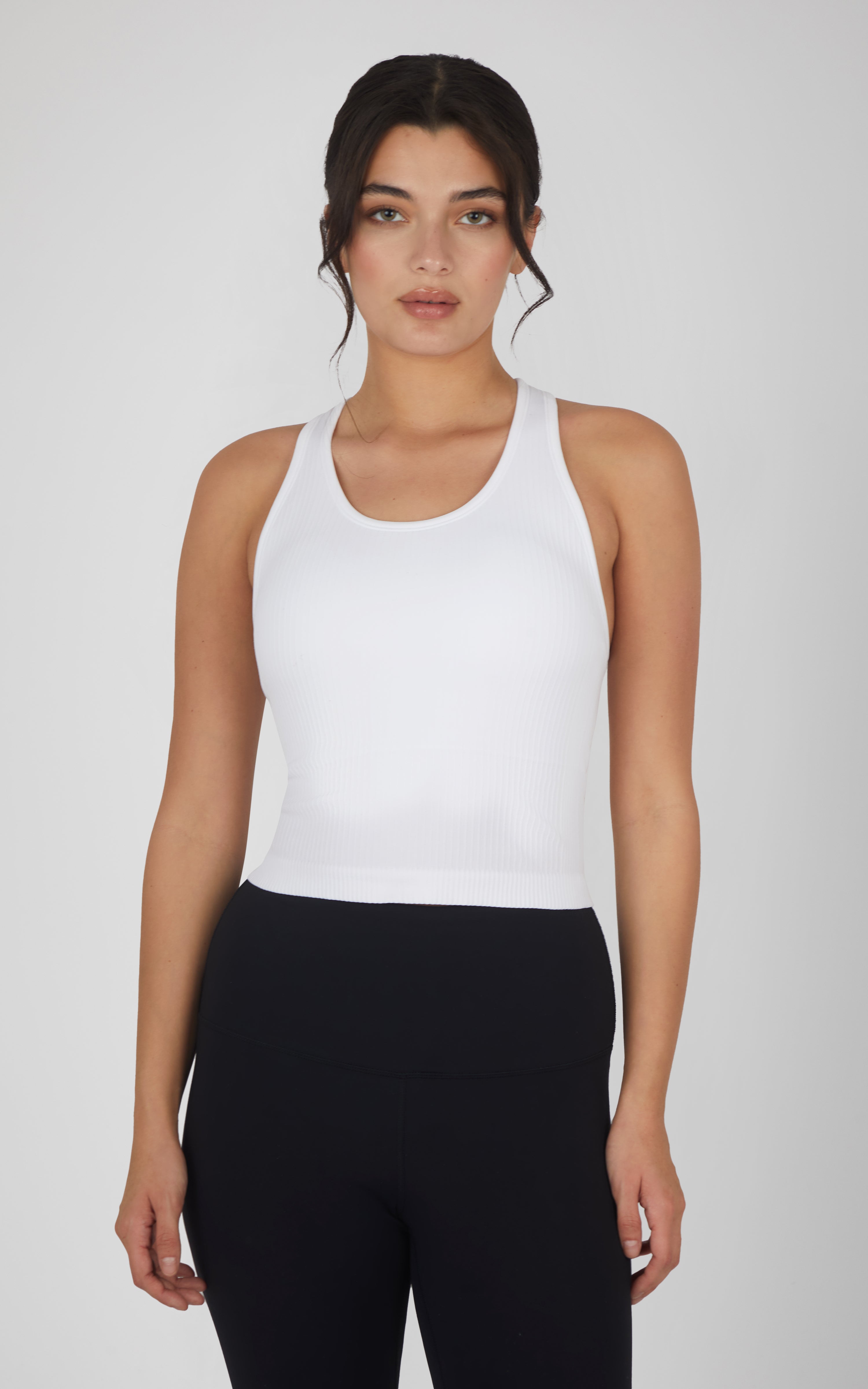 Ribbed Cropped Tank Top with Padded Bra