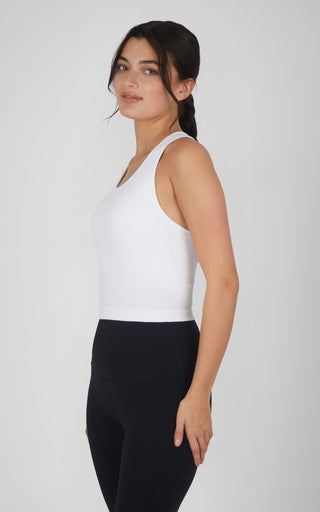 Ribbed Cropped Tank Top with Padded Bra