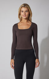 3 PK Ribbed Seamless Crew Neck, Scoop Neck and Square Neck Long Sleeve Top - Our Earthy Story - 90 Degree by Reflex