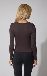 3 PK Ribbed Seamless Crew Neck, Scoop Neck and Square Neck Long Sleeve Top - Our Earthy Story - 90 Degree by Reflex